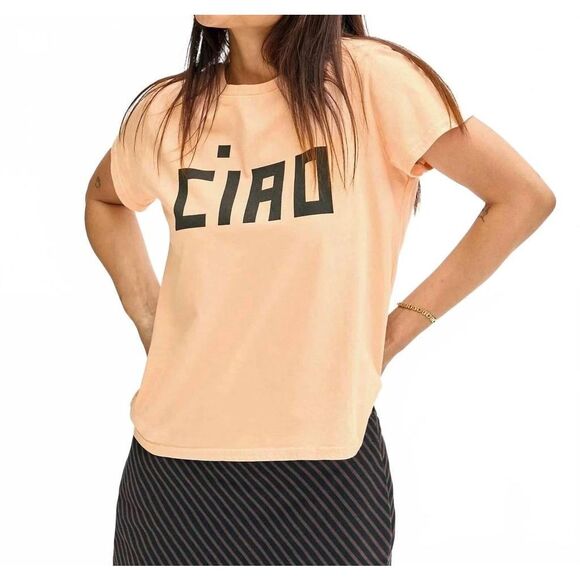 Clare V Women’s Classic Tee With Ciao In Blush Size XL - Picture 1 of 7
